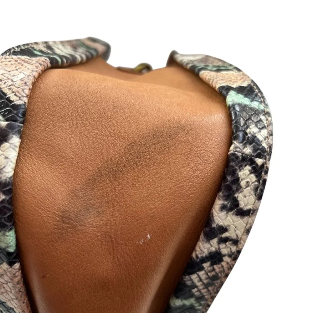 Madewell Sydney Crossbody Bag Snake Embossed Leather brown purse handbag - Picture 12 of 15